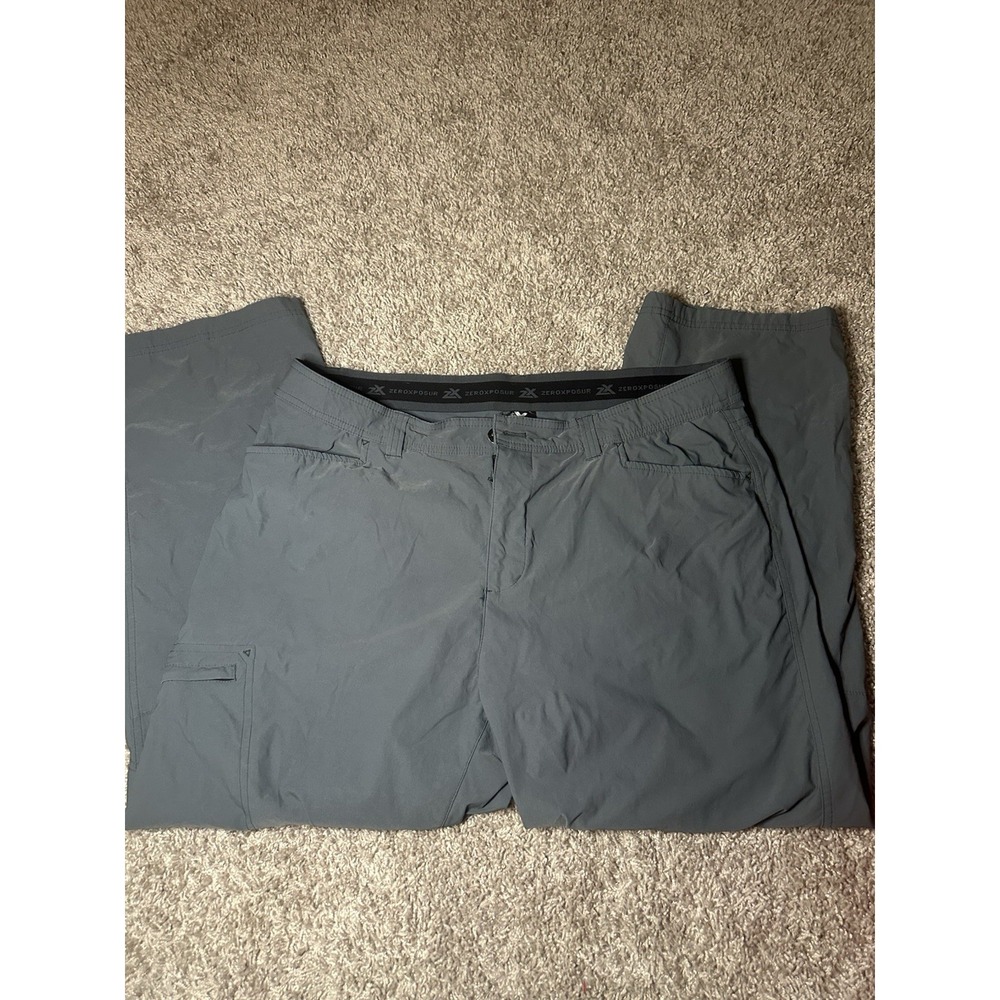 ZeroXposur Travel Series Men's Gray Casual Pants Flat Front Zipper Pockets 38x29